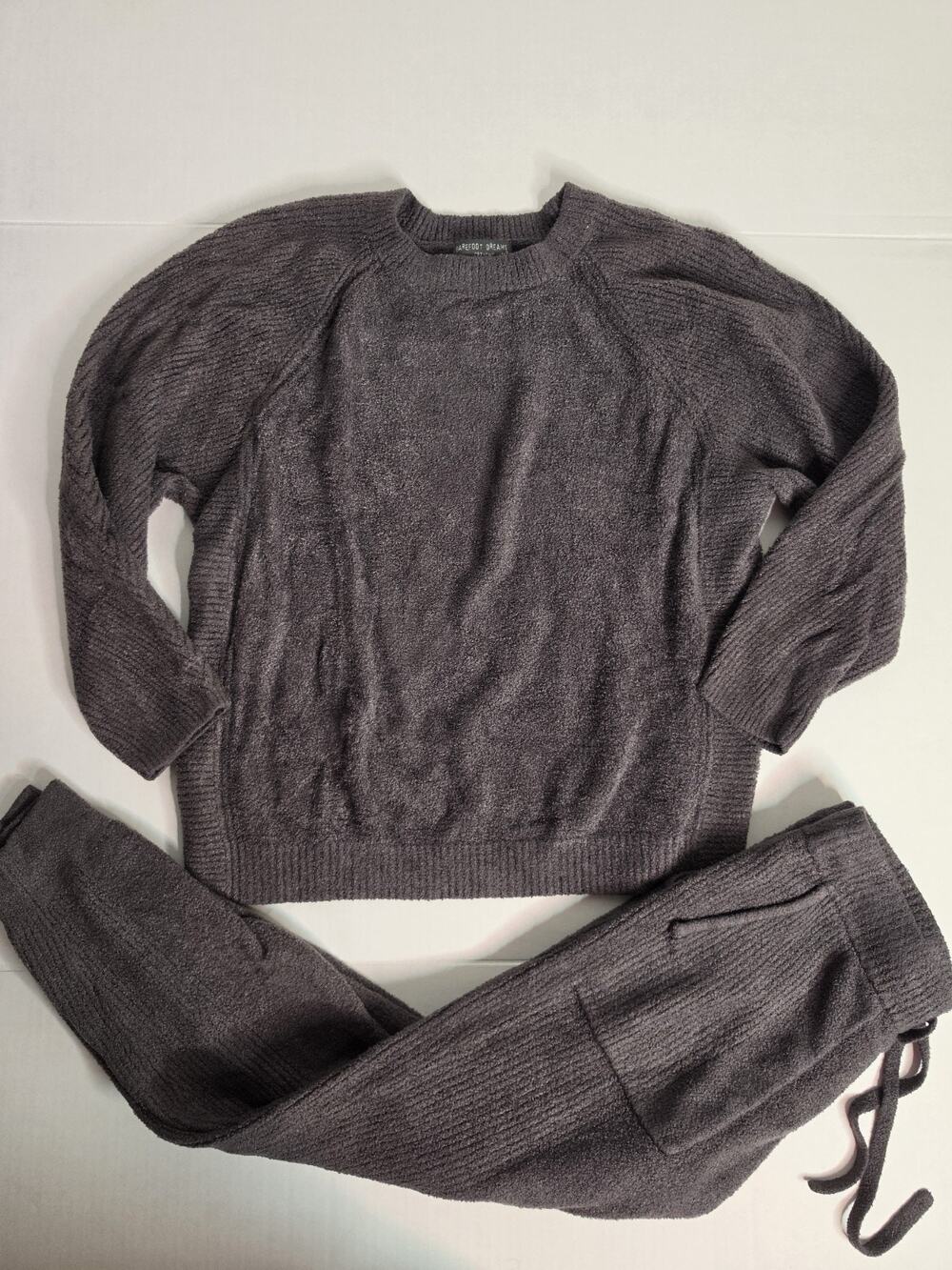 Barefoot Dreams Matching Lounge Set S/M CozyChic Lite Gray Sweater Pants Soft